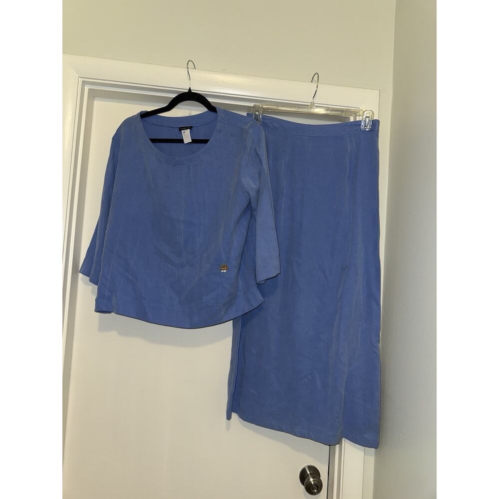Comfy USA Women’s Lagenlook Two Piece Blue Set Lyocell Small